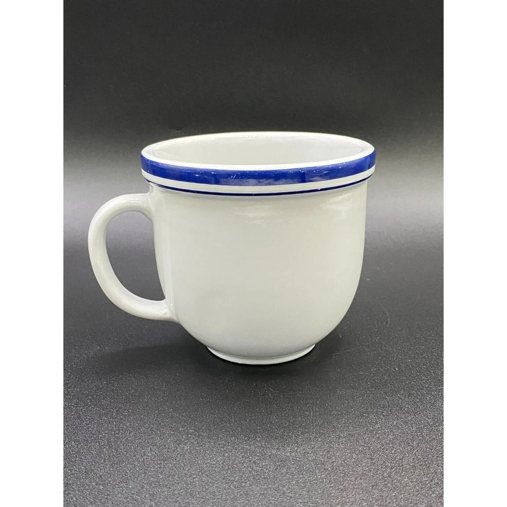 Culinary Arts Cafeware Porcelain White With Blue Bands Mug #19